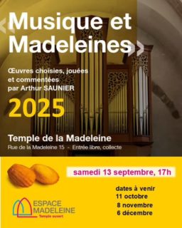 Musique et Madeleines - samedi 13 septembre à 17h
Œuvres choisies, jouées et commentées par Arthur SAUNIER
Temple de la Madeleine, rue de la Madeleine 15
Entrée libre, collecte
#musique #concert #arthursaunier #orgue #orgues #egliseouverte #citychurch #offenekirche #espacemadeleine #templedelamadeleine #geneve #temple #œcuménique #protestant #reformée #epggeneve #genfreformiert @espacemadeleine