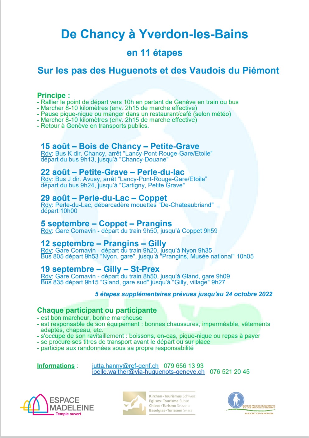 De Chancy à Yverdon-les-Bains en 11 étapes