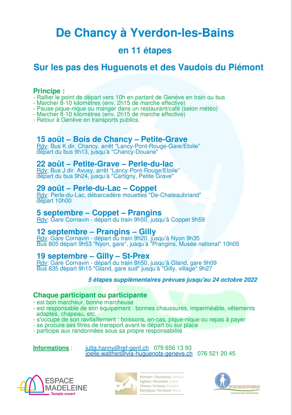 De Chancy à Yverdon-les-Bains en 11 étapes