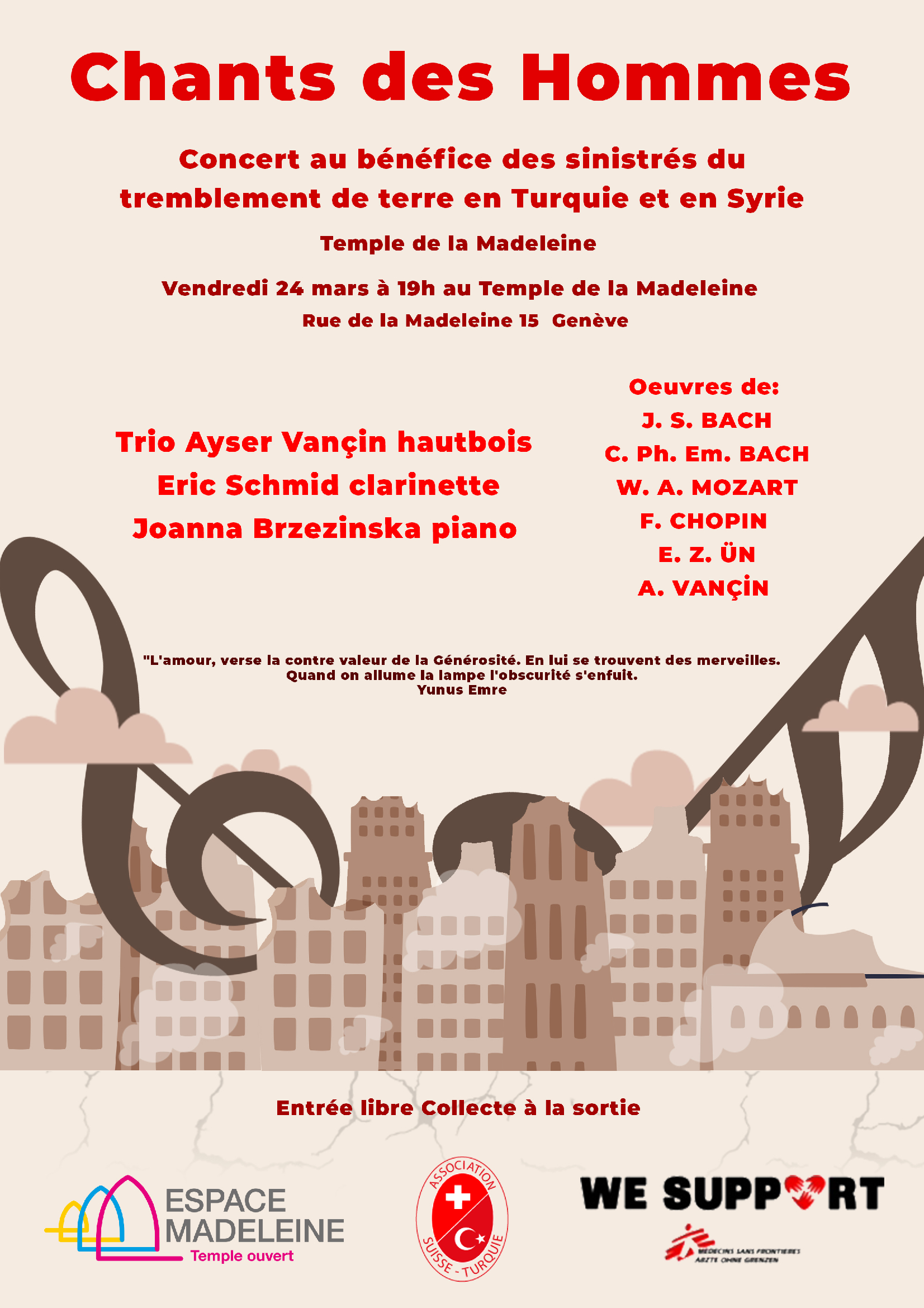 Concert de bienfaisance en faveur des victimes du tremblement de terre en Turquie et en Syrie