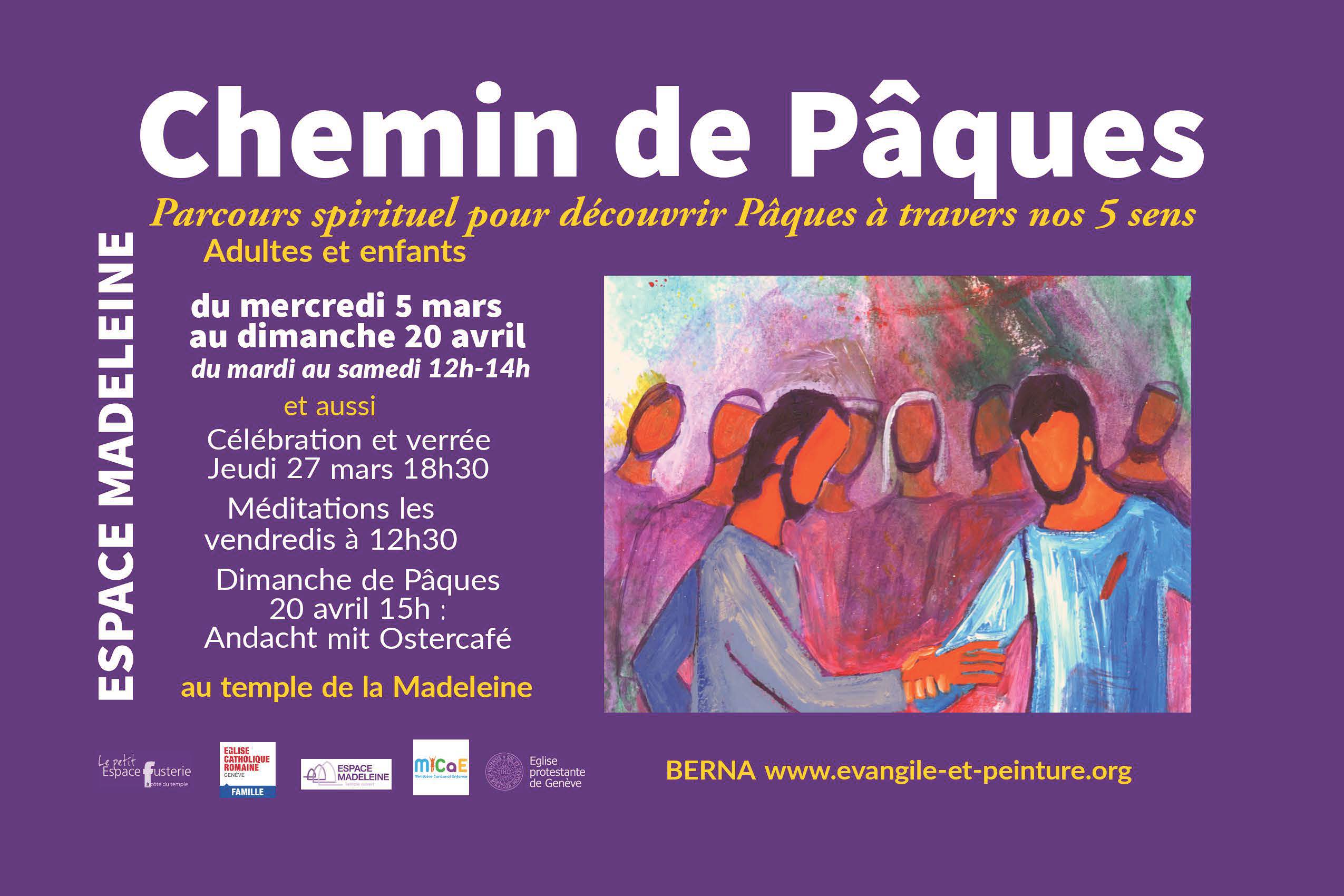 Chemin spirituel de Pâques, avec des oeuvres de Berna (Bernadette Lopez)