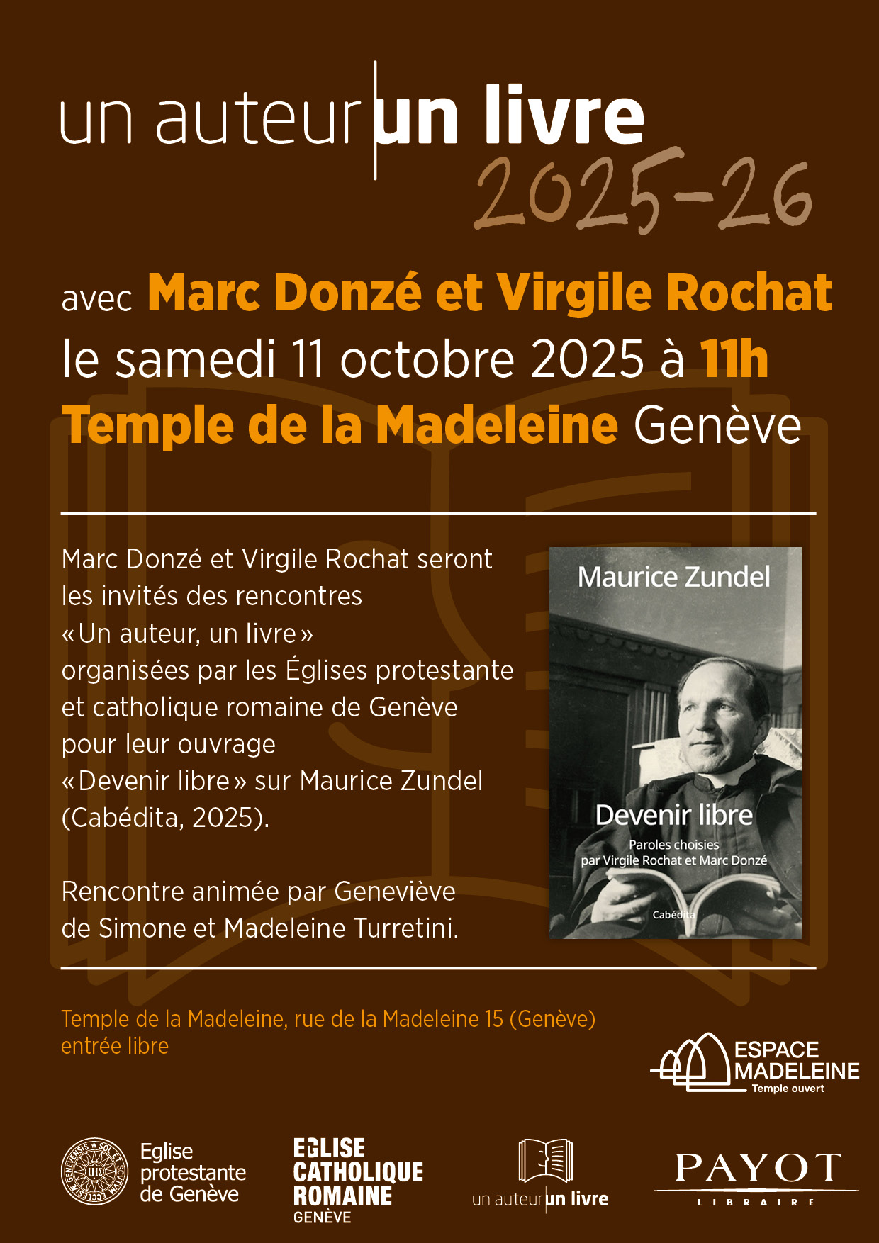Un auteur / un livre: Virgile Rochat et Marc Donzé présentent 